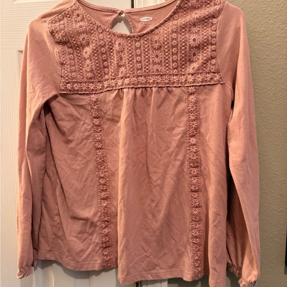Girl’s Pink Embroidered Top